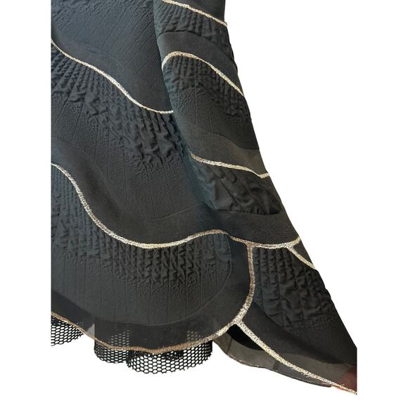 Talbot Runhof Black Gold Metallic Cocktail Dress Size 12 A-Line Sleeveless - Picture 11 of 12